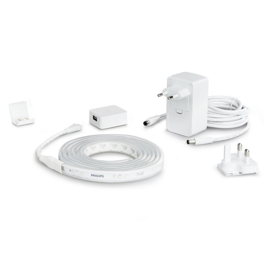 SET - LED RGBW Dimmable strip Philips Hue WHITE AND COLOR AMBIANCE 2m LED/20W/230V + strip 1m LED/11W/12V