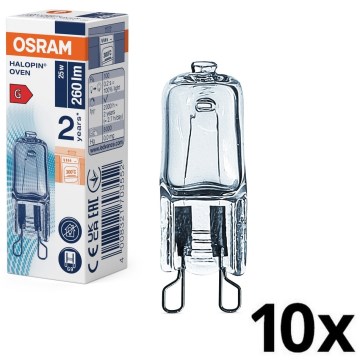 Set of 10 HALOPIN G9 Oven Bulbs 25W 230V 2700K - Osram