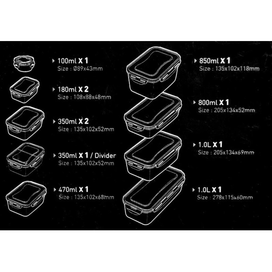 Set of 11 food storage containers LOCK
