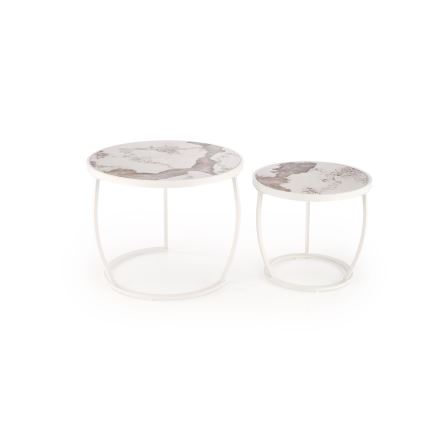 Set of 2 AURORO Coffee Tables, Beige/White