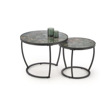 Set of 2 AURORO Coffee Tables, Green/Anthracite