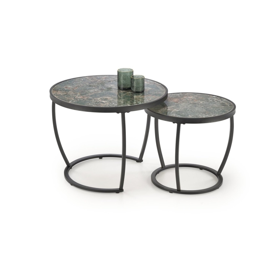 Set of 2 AURORO Coffee Tables, Green/Anthracite