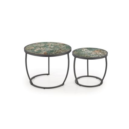 Set of 2 AURORO Coffee Tables, Green/Anthracite