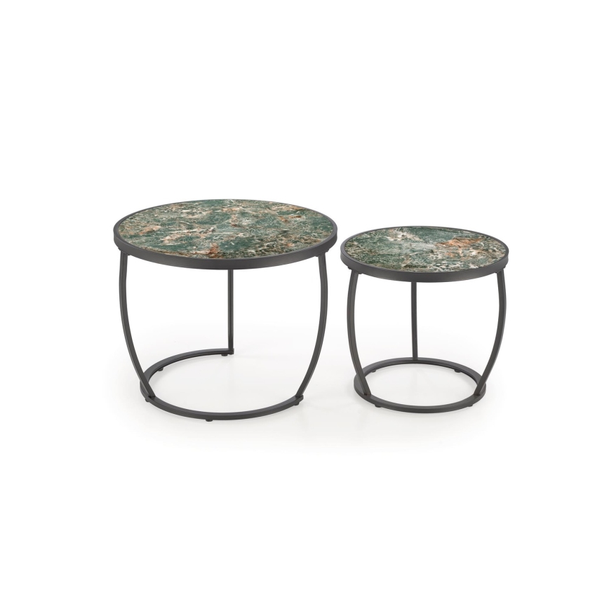 Set of 2 AURORO Coffee Tables, Green/Anthracite