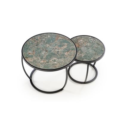 Set of 2 AURORO Coffee Tables, Green/Anthracite