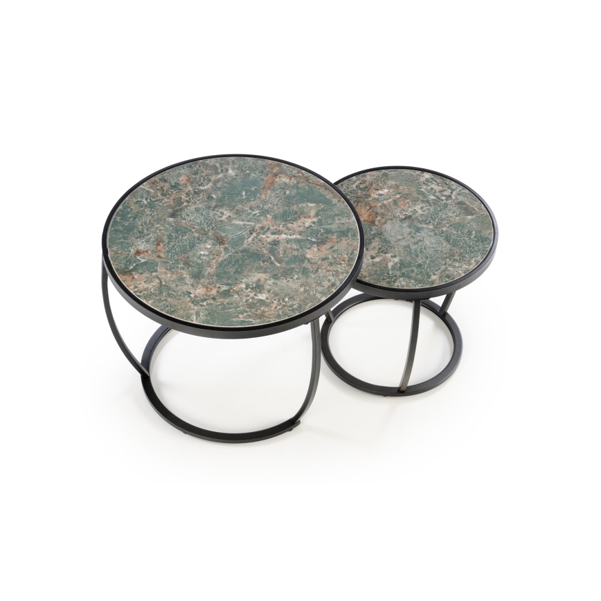 Set of 2 AURORO Coffee Tables, Green/Anthracite