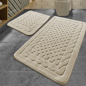 Set of 2 BAMBI Bath Mats 60/100 cm beige