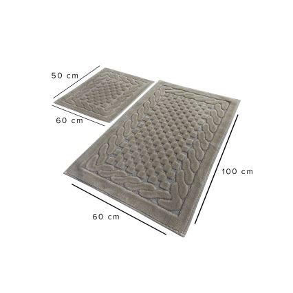Set of 2 BAMBI Bath Mats 60/100 cm beige