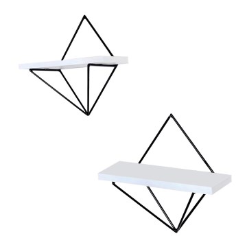 Set of 2 DIA Shelves, White/Black