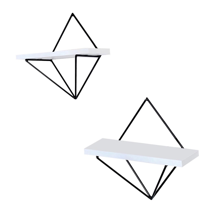 Set of 2 DIA Shelves, White/Black
