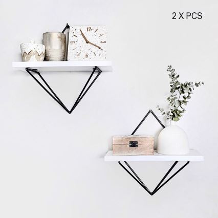Set of 2 DIA Shelves, White/Black