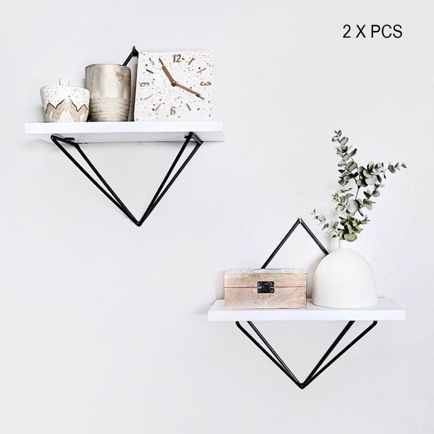 Set of 2 DIA Shelves, White/Black