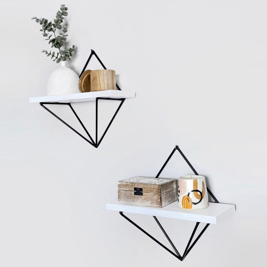 Set of 2 DIA Shelves, White/Black