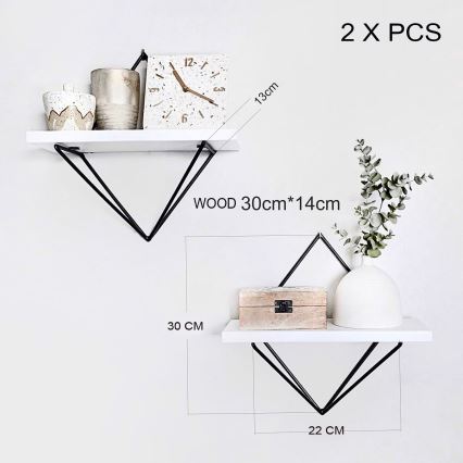 Set of 2 DIA Shelves, White/Black