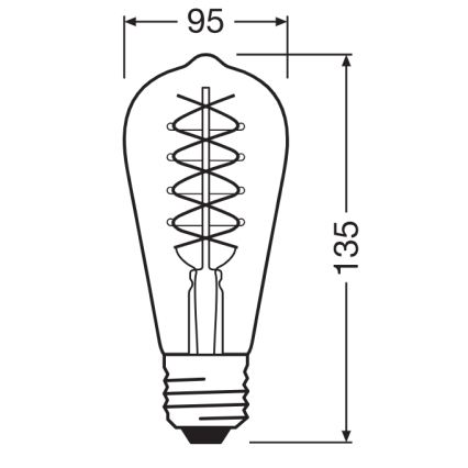 Set of 2 Dimmable LED Vintage Filament Bulbs, E27, 4.8W, 230V, 2200K - Osram