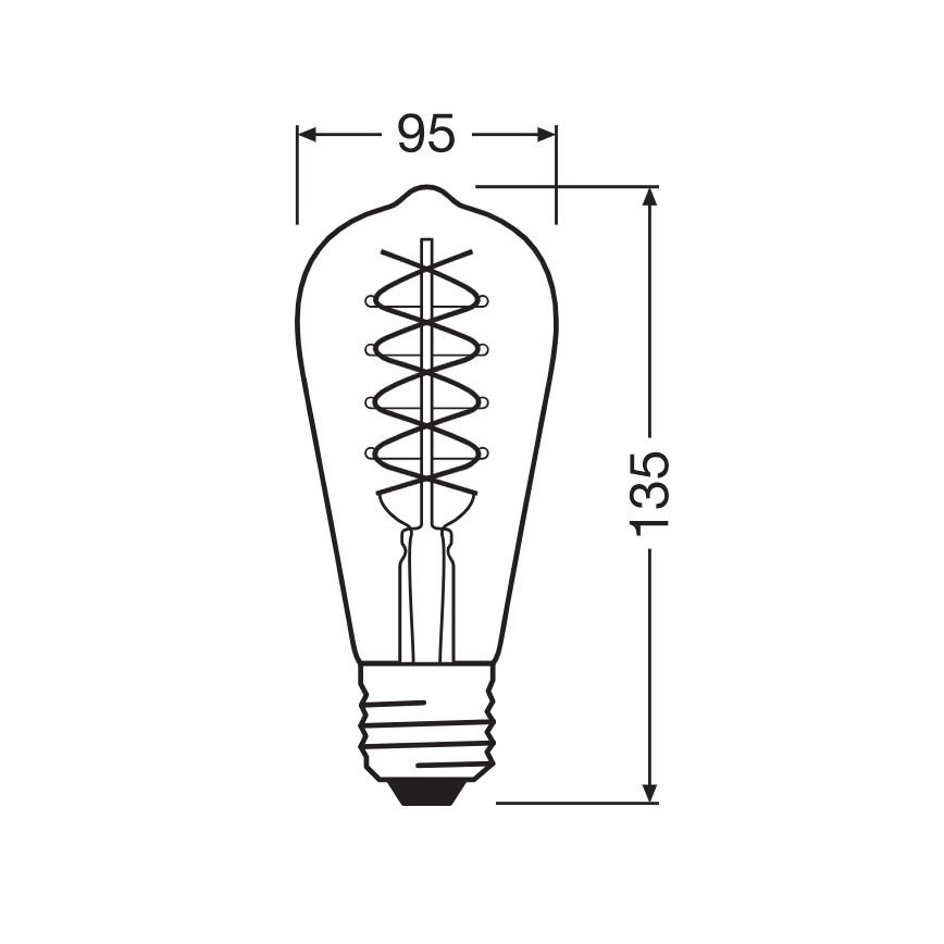 Set of 2 Dimmable LED Vintage Filament Bulbs, E27, 4.8W, 230V, 2200K - Osram