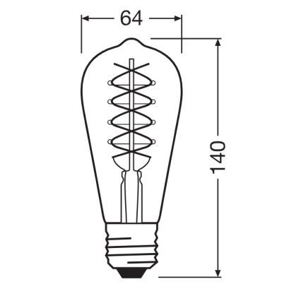 Set of 2 Dimmable LED Vintage Filament Bulbs E27, 7.8W, 230V, 1800K - Osram