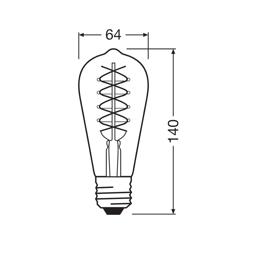 Set of 2 Dimmable LED Vintage Filament Bulbs E27, 7.8W, 230V, 1800K - Osram
