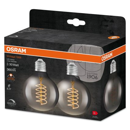 Set of 2 dimmable LED Vintage Filament bulbs, E27 / 7.8W / 230V / 1800K - Osram