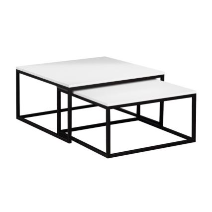 Set of 2 DUAL coffee tables 76x76/66x66 cm black/white