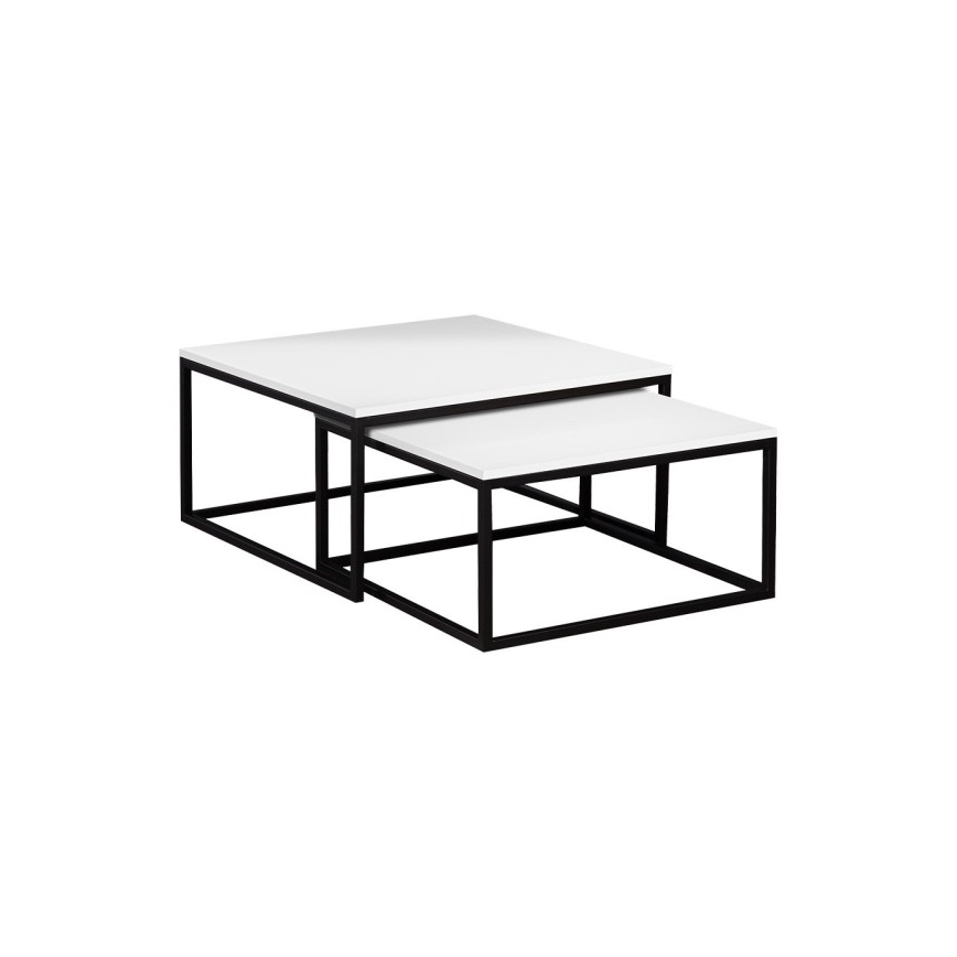 Set of 2 DUAL coffee tables 76x76/66x66 cm black/white