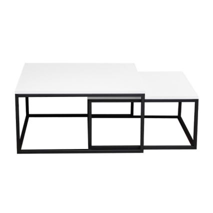 Set of 2 DUAL coffee tables 76x76/66x66 cm black/white