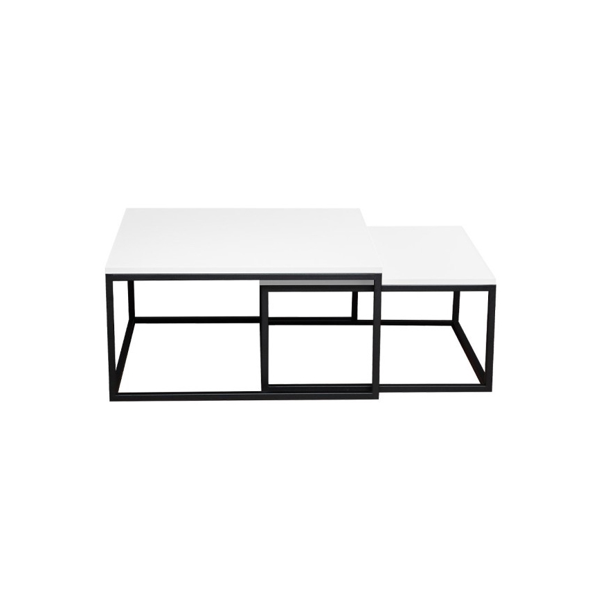 Set of 2 DUAL coffee tables 76x76/66x66 cm black/white