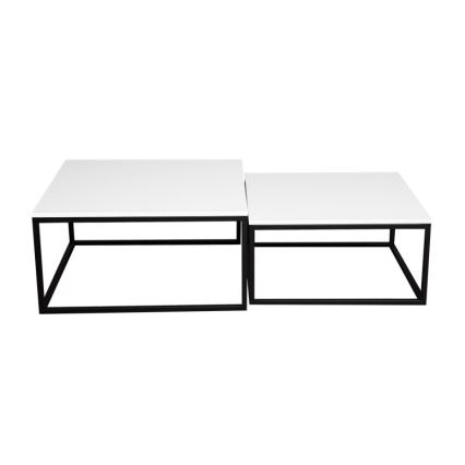 Set of 2 DUAL coffee tables 76x76/66x66 cm black/white