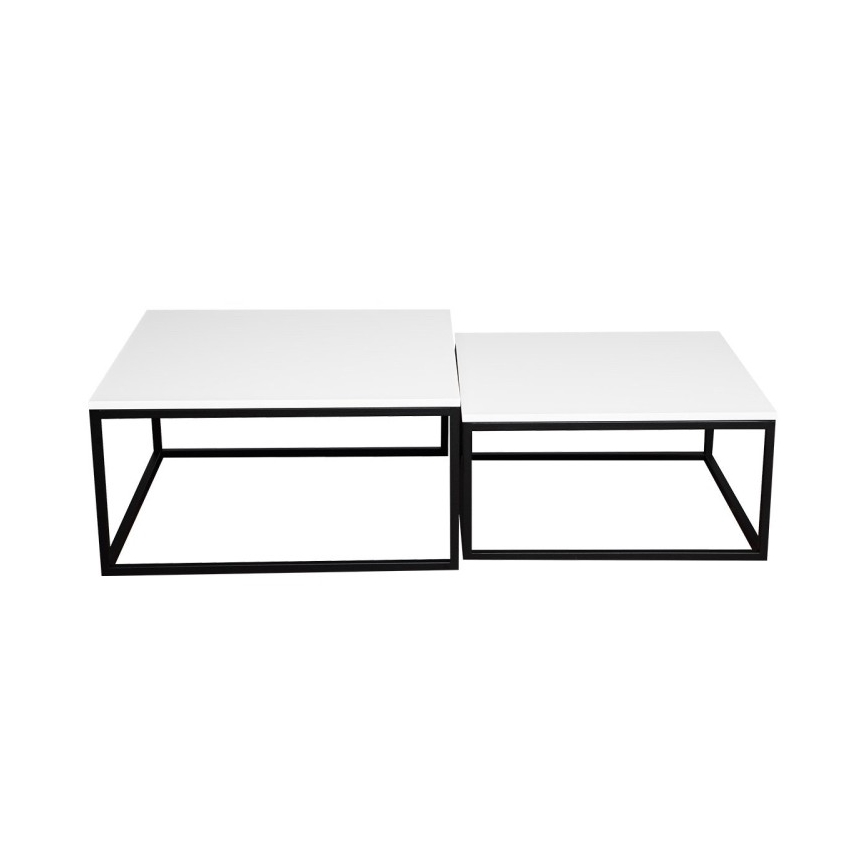 Set of 2 DUAL coffee tables 76x76/66x66 cm black/white