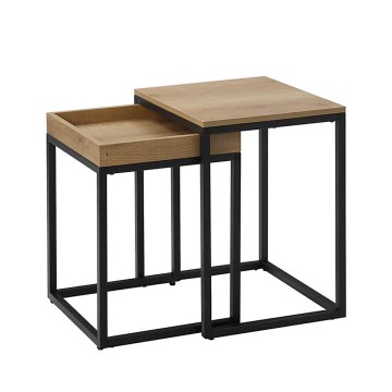 Set of 2 ELDUR Brown/Black Side Tables