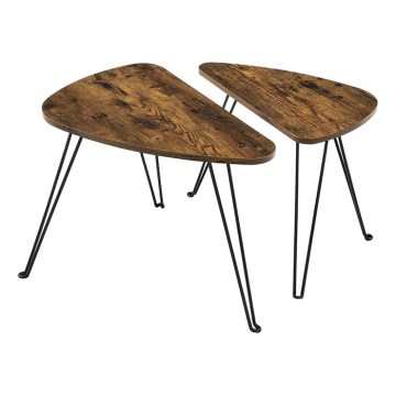 Set of 2 ELDUR Brown/Black Side Tables