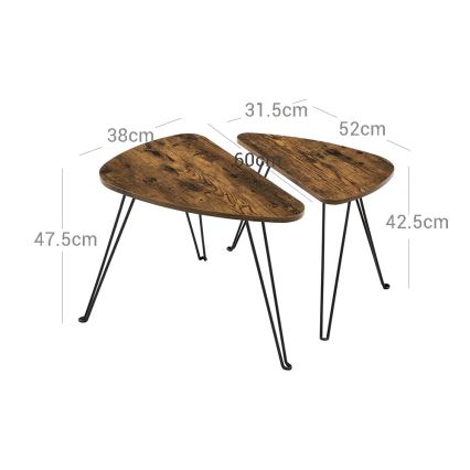 Set of 2 ELDUR Brown/Black Side Tables