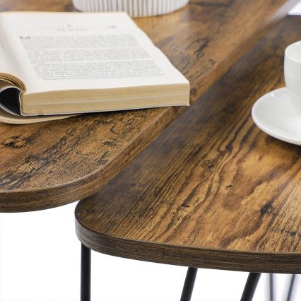 Set of 2 ELDUR side tables, brown/black