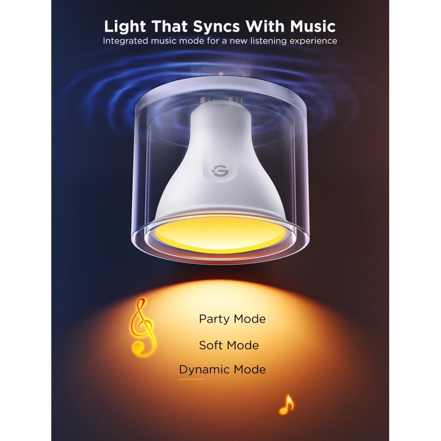 Set of 2 Dimmable LED RGBWW GU10 Bulbs MATTER 4,8W/230V 2700-6500K Wi-Fi - Govee