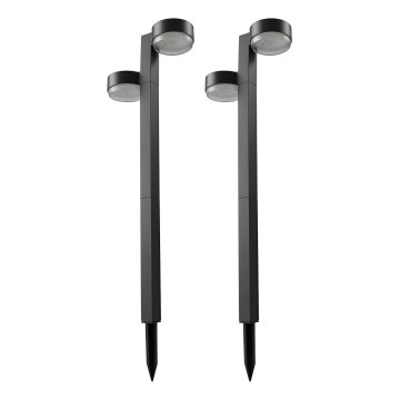 Set of 2 LED solar lamps – 2xLED/1W/3.7V, 1200 mAh, 55 cm, IP65, black