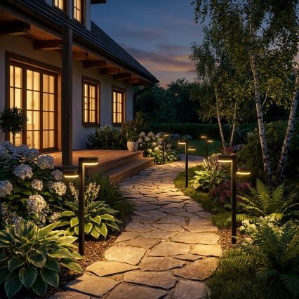 Set of 2 LED solar lamps – 2xLED/1W/3.7V, 1200 mAh, 55 cm, IP65, black