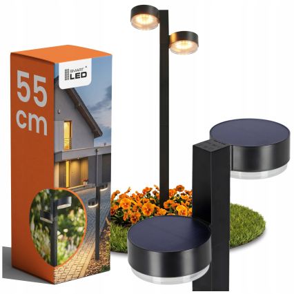Set of 2 LED solar lamps – 2xLED/1W/3.7V, 1200 mAh, 55 cm, IP65, black