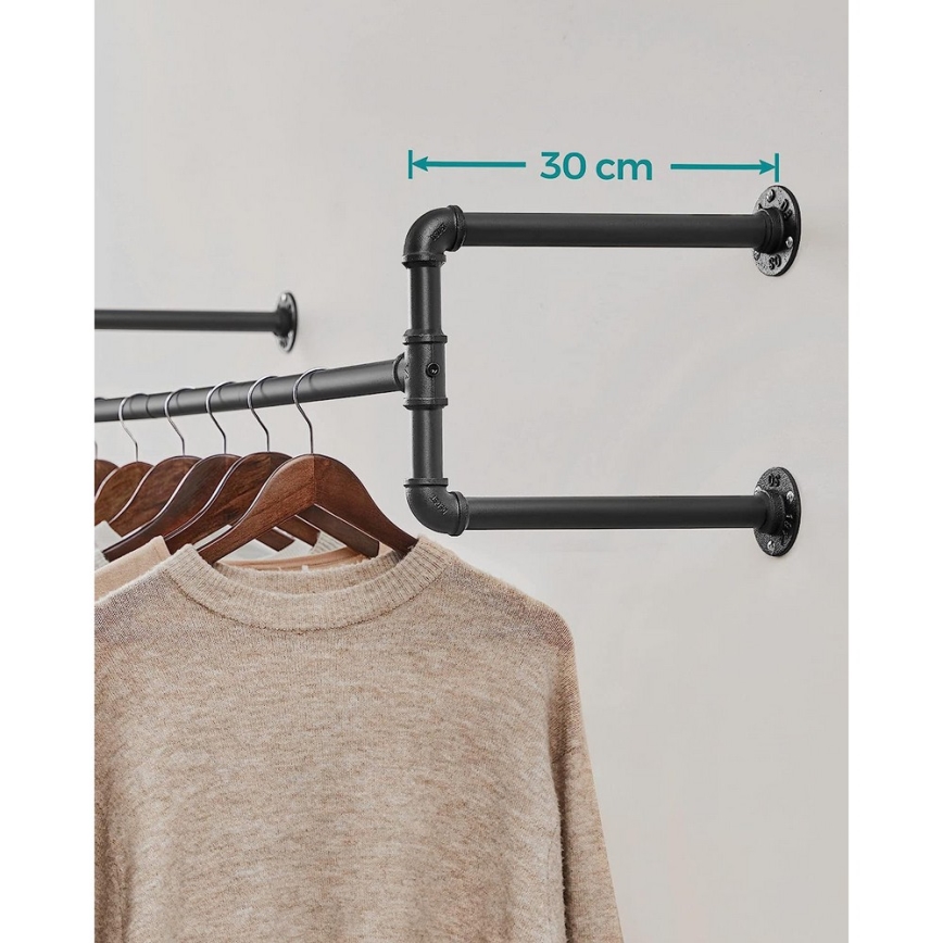 Set of 2 LINEA wall-mounted clothes hangers, black