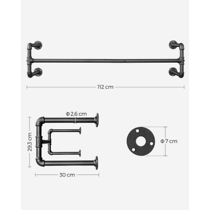 Set of 2 LINEA wall-mounted clothes hangers, black