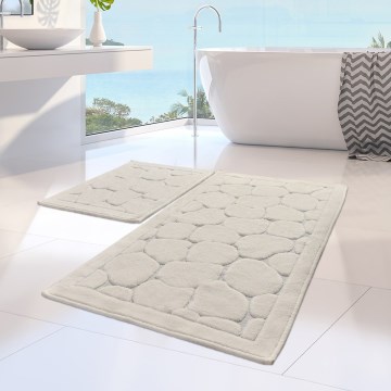 Set of 2 LINO bath mats 60/100 cm, cream