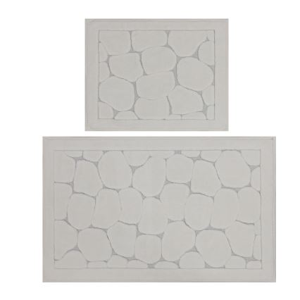 Set of 2 LINO bath mats 60/100 cm, cream