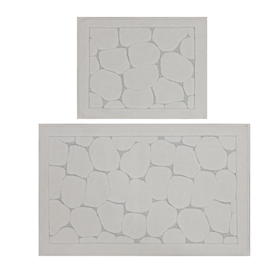 Set of 2 LINO bath mats 60/100 cm, cream