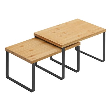 Set of 2 MARGE storage shelves, black/brown