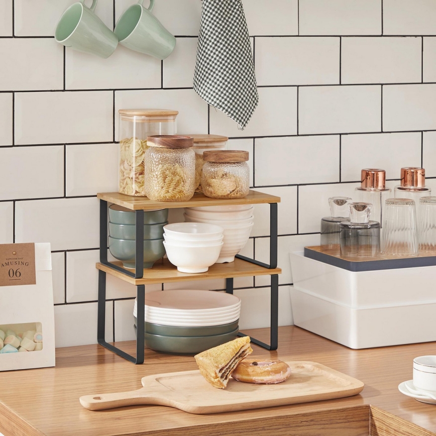 Set of 2 MARGE storage shelves, black/brown