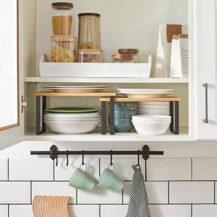 Set of 2 MARGE storage shelves, black/brown