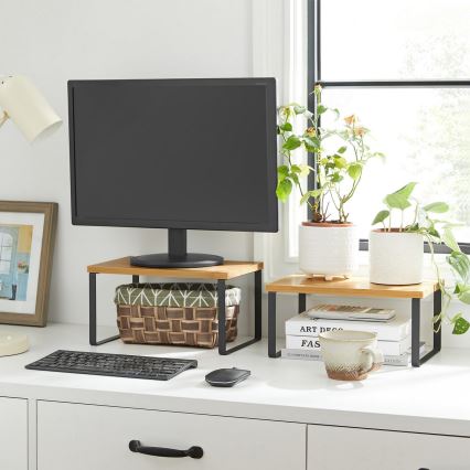 Set of 2 MARGE storage shelves, black/brown
