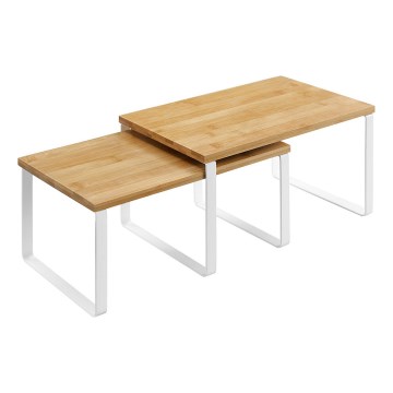 Set of 2 MARGE storage shelves, white/brown