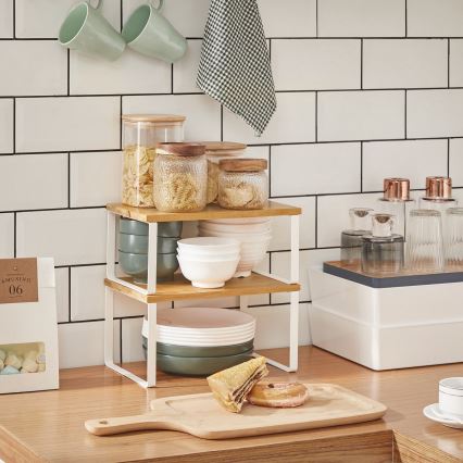 Set of 2 MARGE storage shelves, white/brown