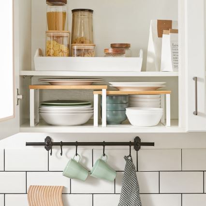 Set of 2 MARGE storage shelves, white/brown