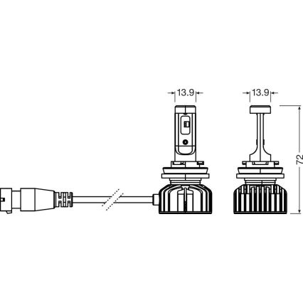 Set of 2 NIGHT BREAKER SMART H8 LED automotive bulbs PGJ19-1/7W/12V 6000K - Osram